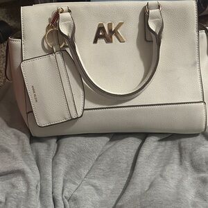 Anne Klein Cream Satchel with Gold Accents